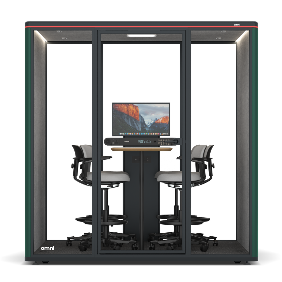 Omni Seis Mesa de Reunião de Balcão (+ Suporte para Monitor) / RAL Moss Green / #a49f98