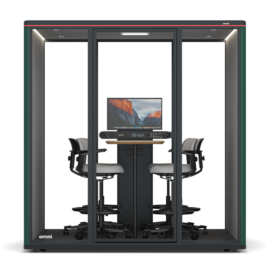 Omni Seis Mesa de Reunião de Balcão (+ Suporte para Monitor) / RAL Moss Green / #6d6c69