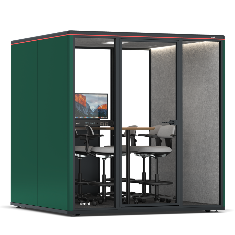 Omni Seis Mesa de Reunião de Balcão (+ Suporte para Monitor) / RAL Moss Green / #a49f98