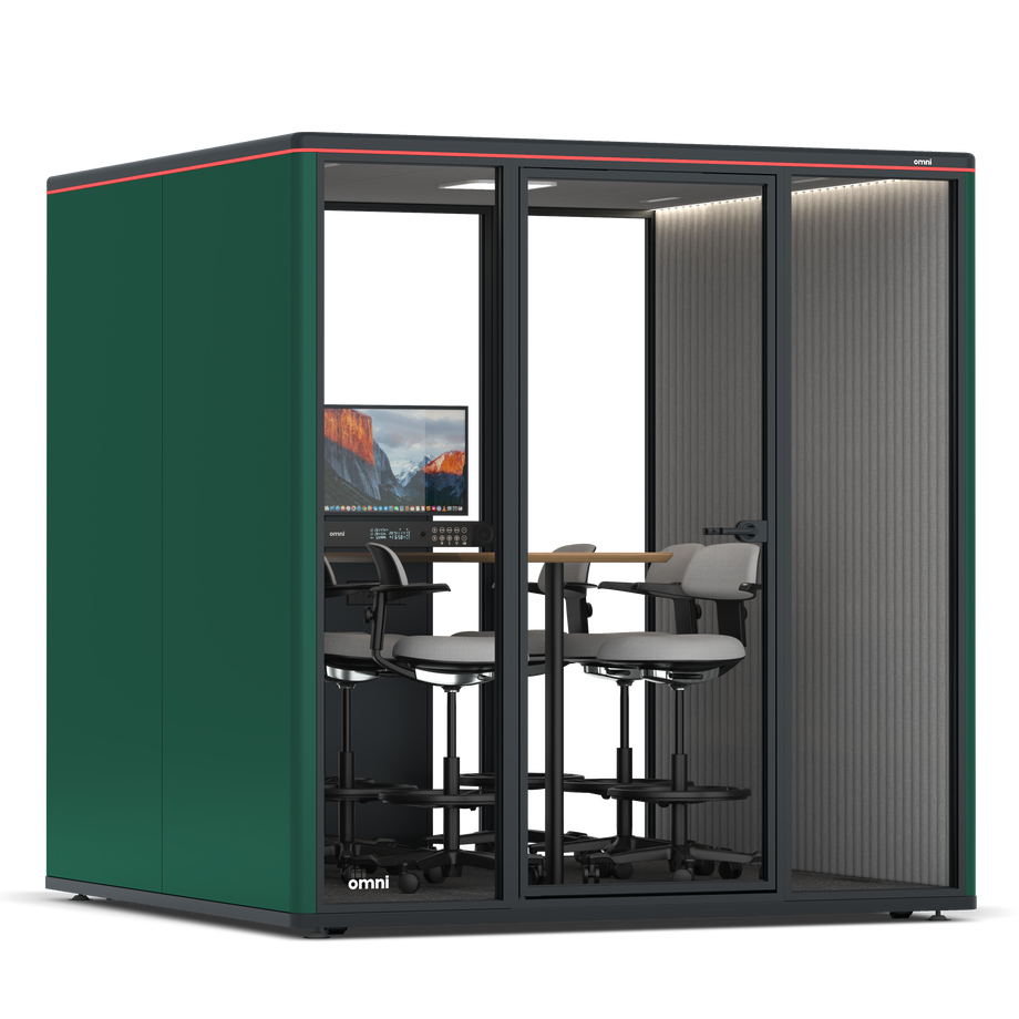 Omni Seis Mesa de Reunião de Balcão (+ Suporte para Monitor) / RAL Moss Green / #6d6c69