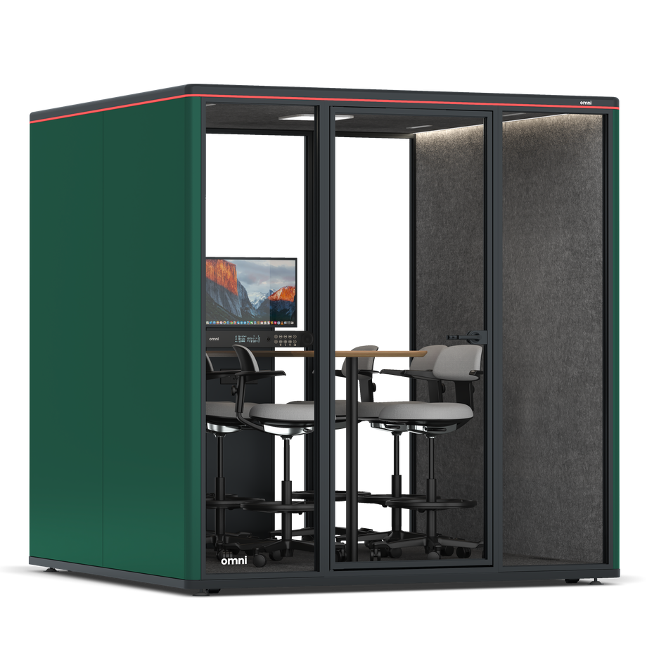 Omni Seis Mesa de Reunião de Balcão (+ Suporte para Monitor) / RAL Moss Green / #615f5d