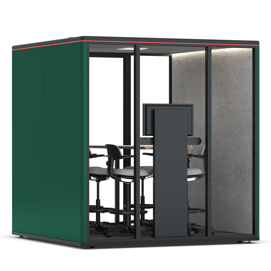 Omni Seis Mesa de Reunião de Balcão (+ Suporte para Monitor) / RAL Moss Green / #a49f98