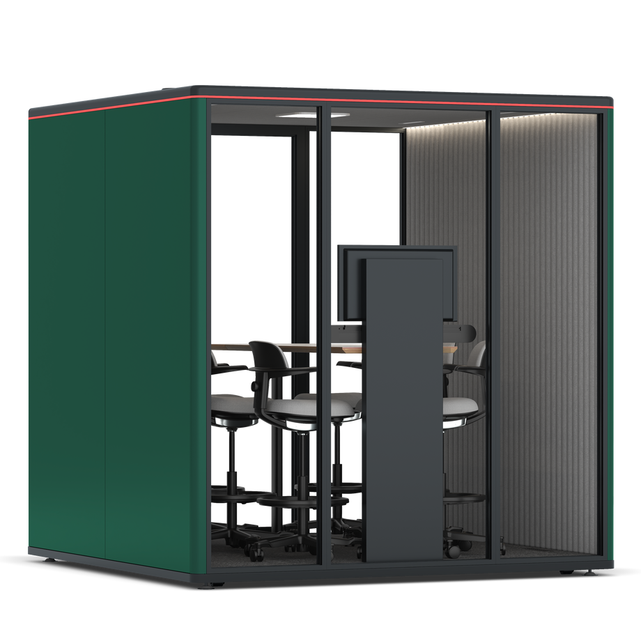 Omni Seis Mesa de Reunião de Balcão (+ Suporte para Monitor) / RAL Moss Green / #6d6c69