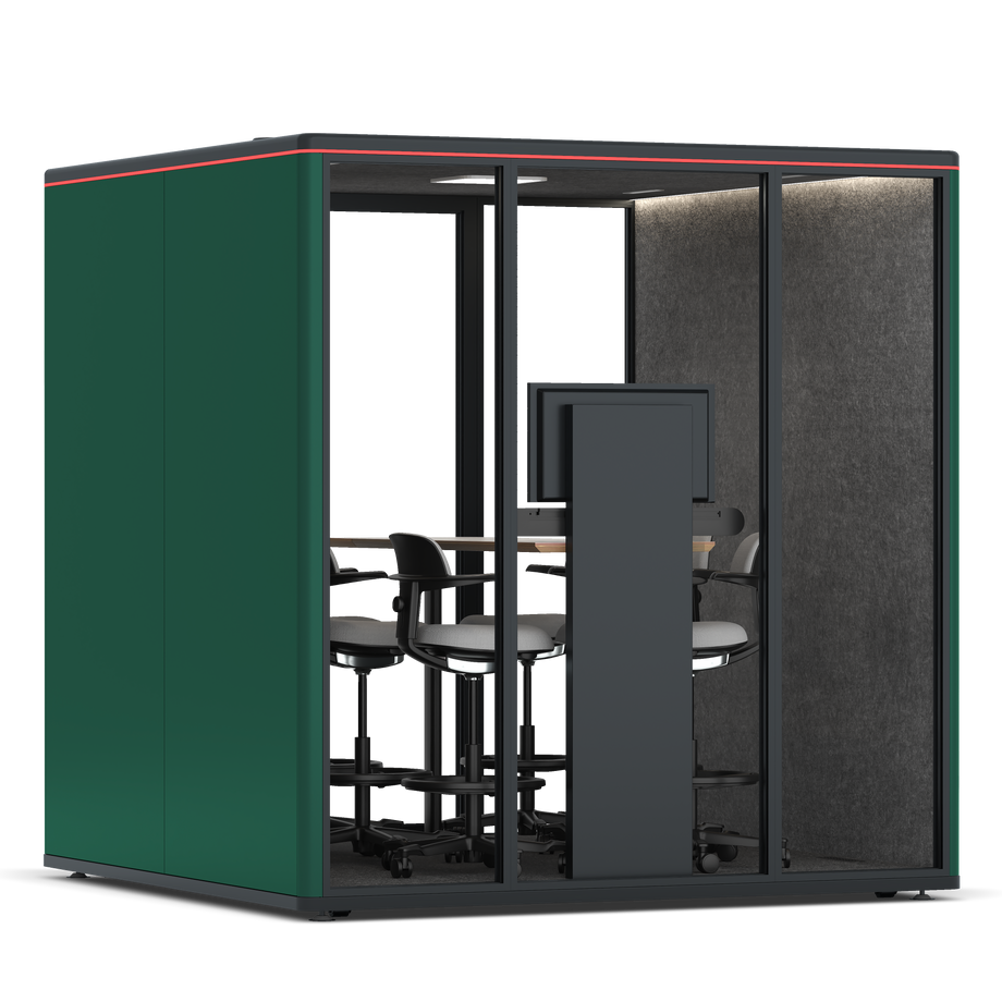 Omni Seis Mesa de Reunião de Balcão (+ Suporte para Monitor) / RAL Moss Green / #615f5d