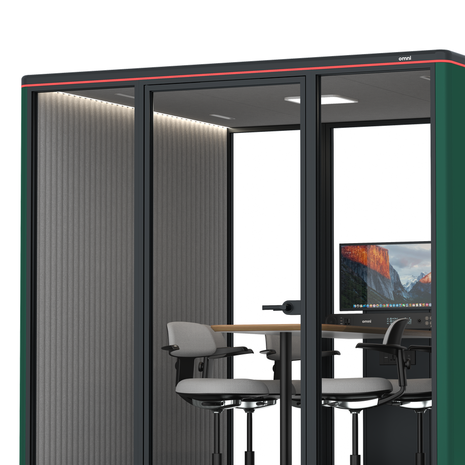 Omni Seis Mesa de Reunião de Balcão (+ Suporte para Monitor) / RAL Moss Green / #6d6c69