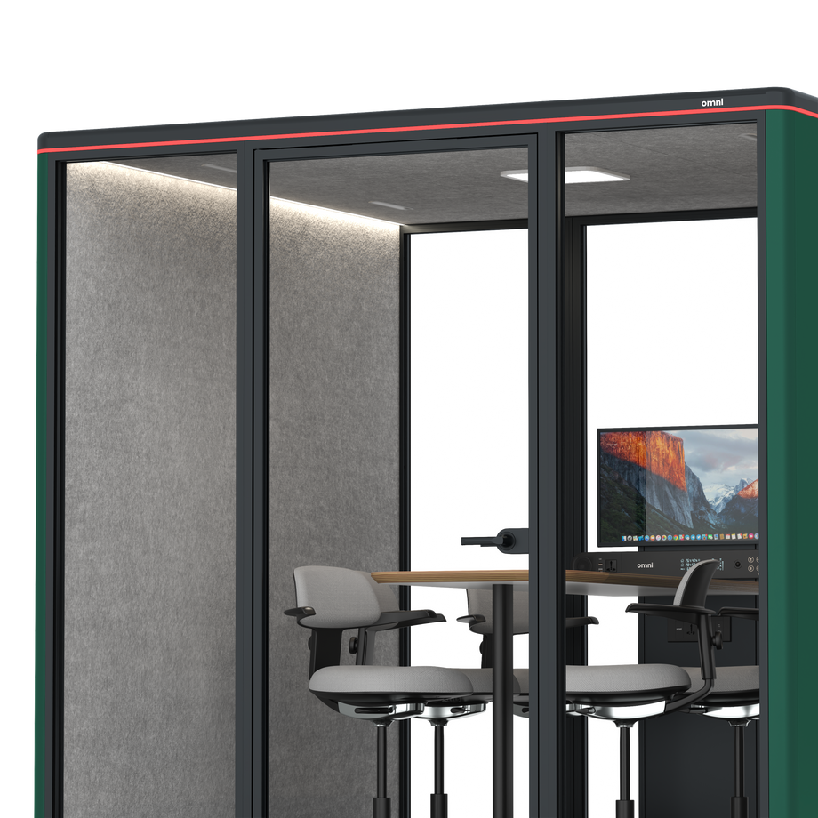 Omni Seis Mesa de Reunião de Balcão (+ Suporte para Monitor) / RAL Moss Green / #a49f98