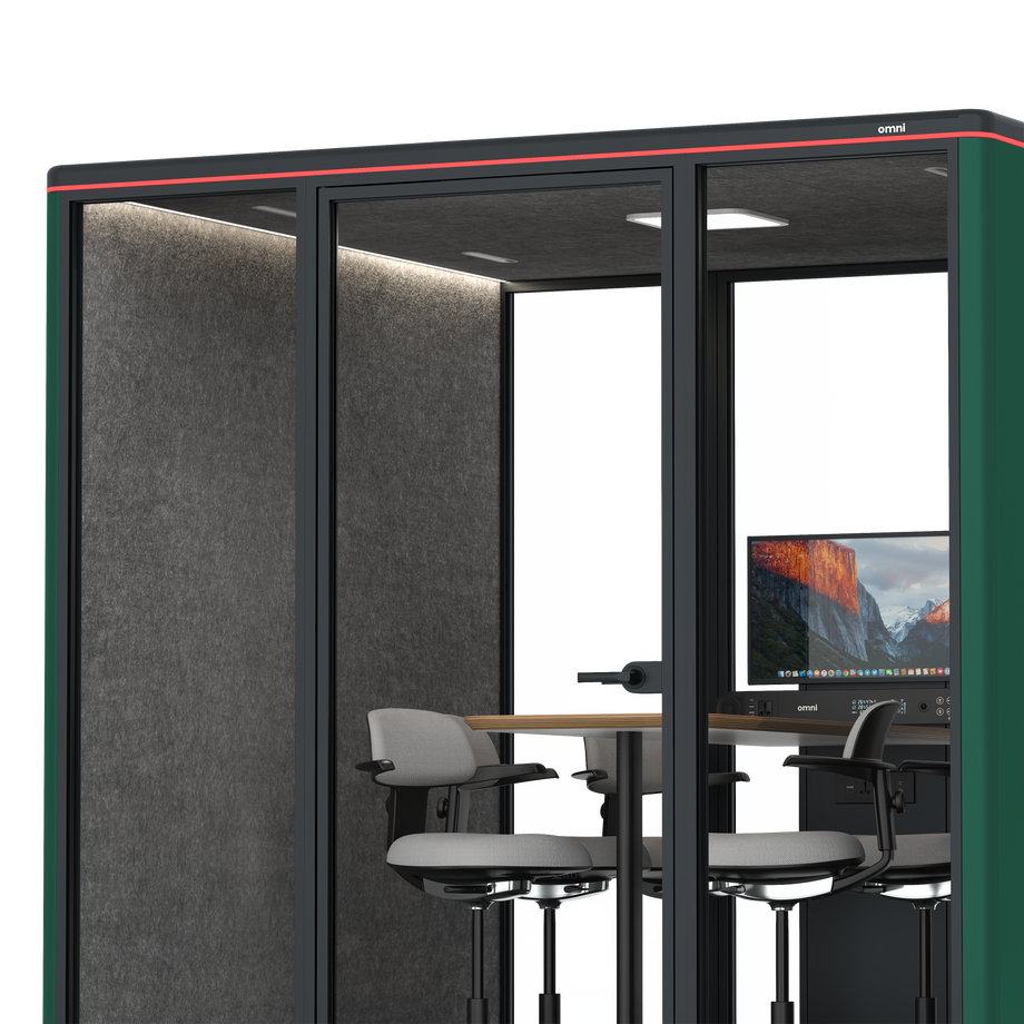 Omni Seis Mesa de Reunião de Balcão (+ Suporte para Monitor) / RAL Moss Green / #615f5d