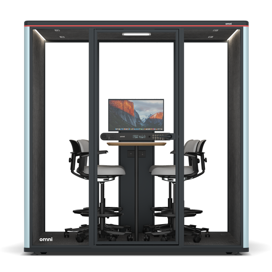 Omni Seis Mesa de Reunião de Balcão (+ Suporte para Monitor) / RAL Grey Blue / #615f5d