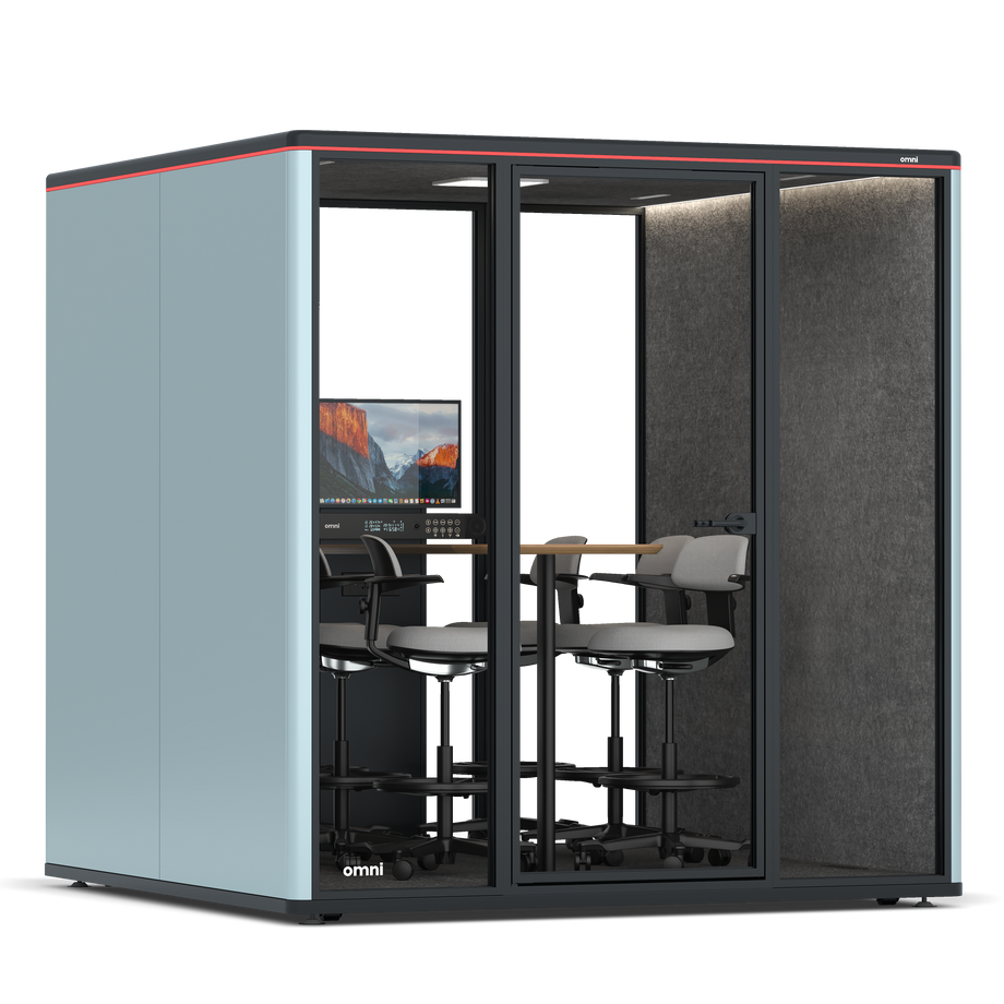 Omni Seis Mesa de Reunião de Balcão (+ Suporte para Monitor) / RAL Grey Blue / #615f5d