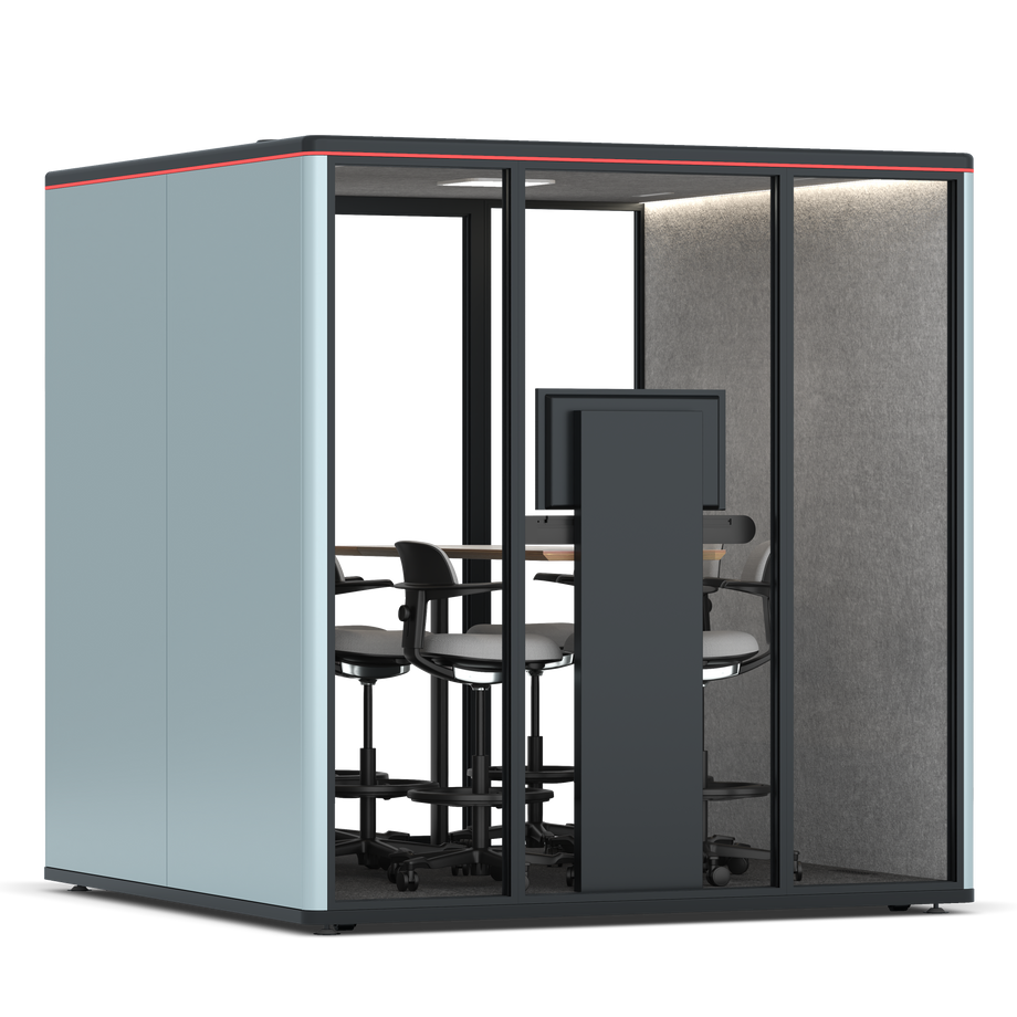 Omni Seis Mesa de Reunião de Balcão (+ Suporte para Monitor) / RAL Grey Blue / #a49f98