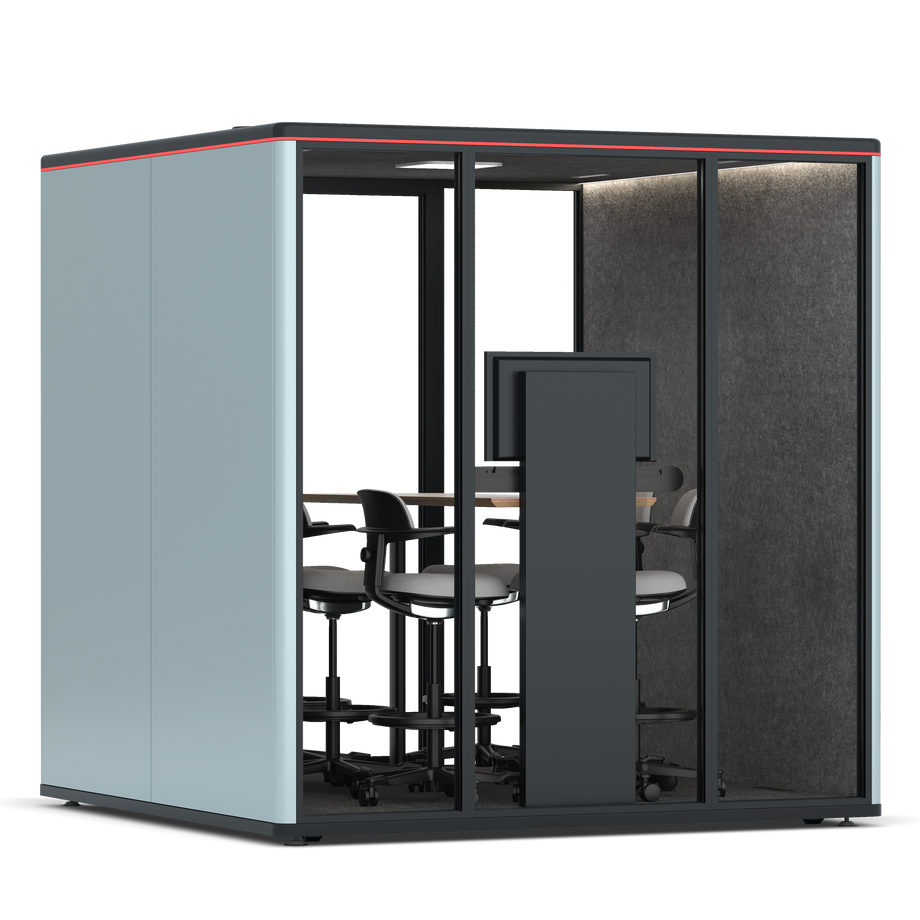 Omni Seis Mesa de Reunião de Balcão (+ Suporte para Monitor) / RAL Grey Blue / #615f5d