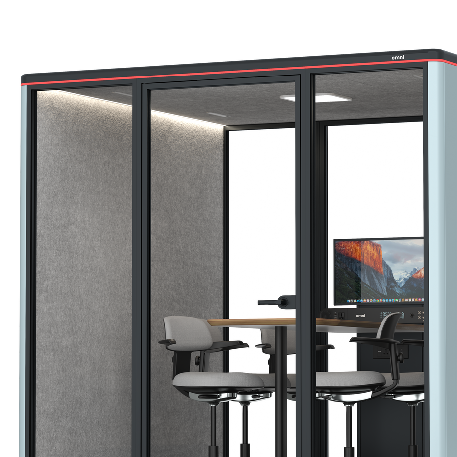Omni Seis Mesa de Reunião de Balcão (+ Suporte para Monitor) / RAL Grey Blue / #a49f98