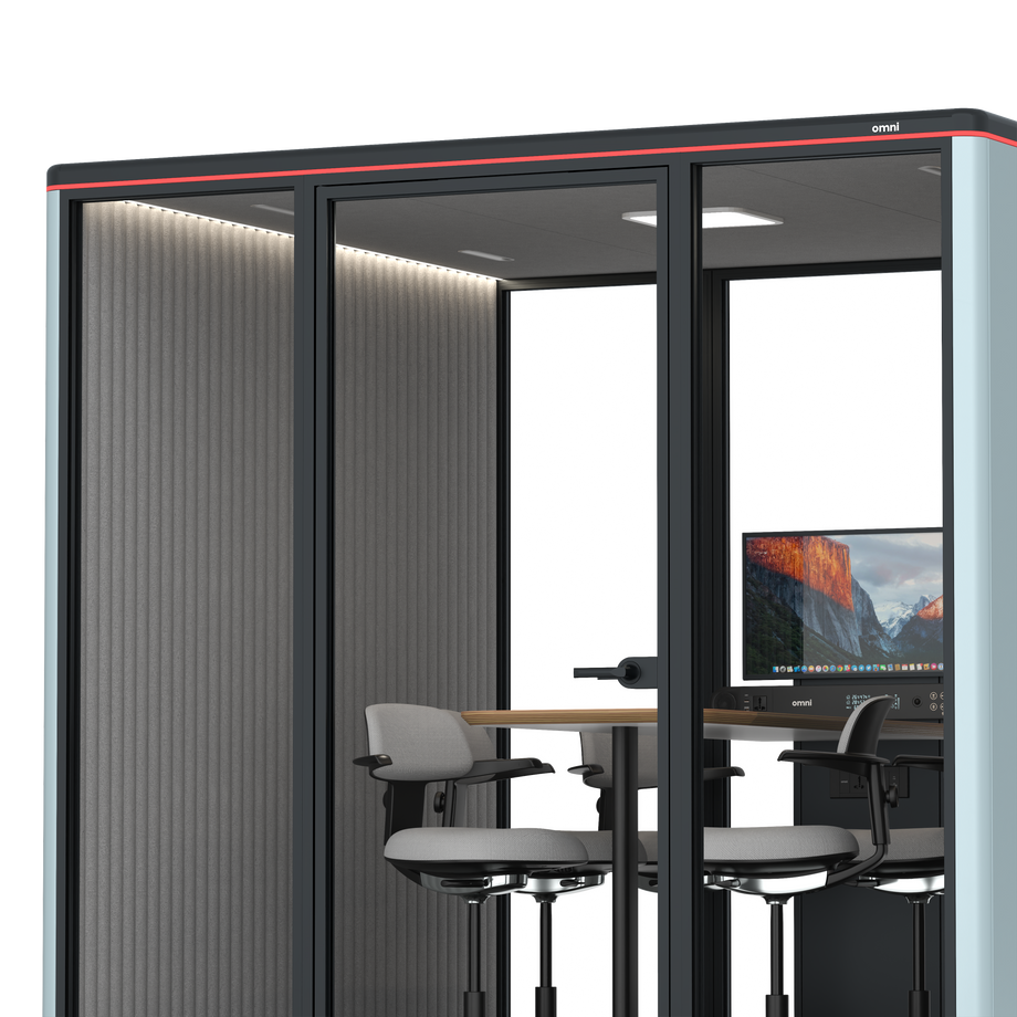 Omni Seis Mesa de Reunião de Balcão (+ Suporte para Monitor) / RAL Grey Blue / #6d6c69