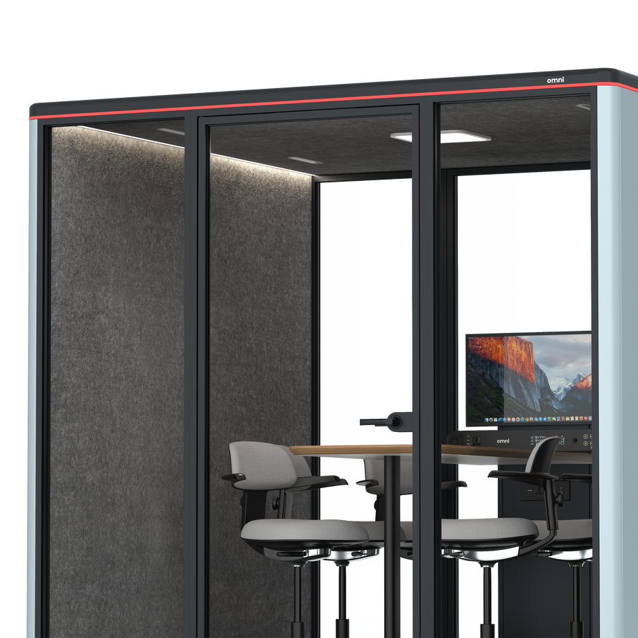 Omni Seis Mesa de Reunião de Balcão (+ Suporte para Monitor) / RAL Grey Blue / #615f5d