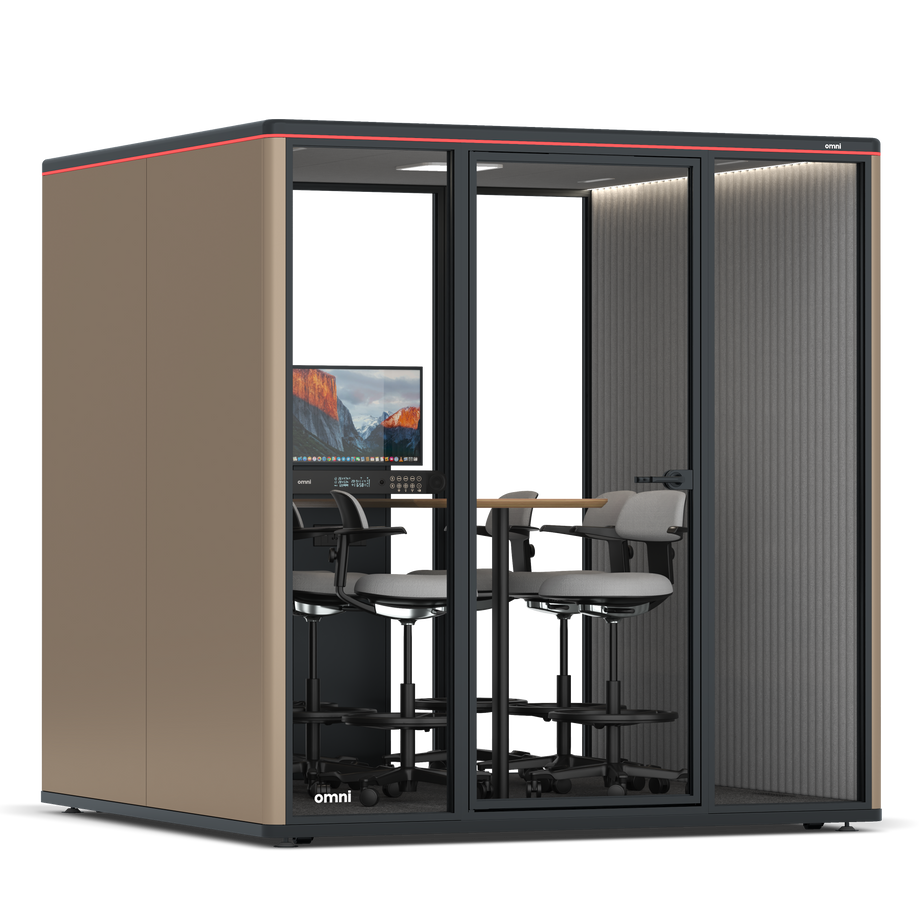 Omni Seis Mesa de Reunião de Balcão (+ Suporte para Monitor) / RAL Grey Beige / #6d6c69