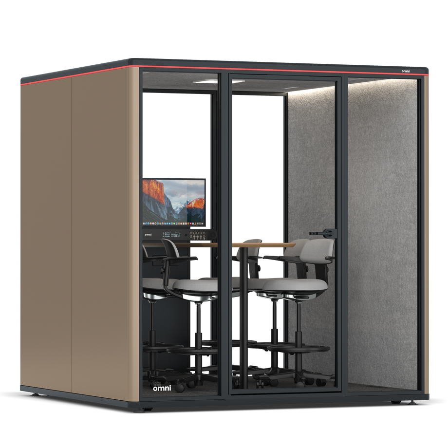 Omni Seis Mesa de Reunião de Balcão (+ Suporte para Monitor) / RAL Grey Beige / #a49f98