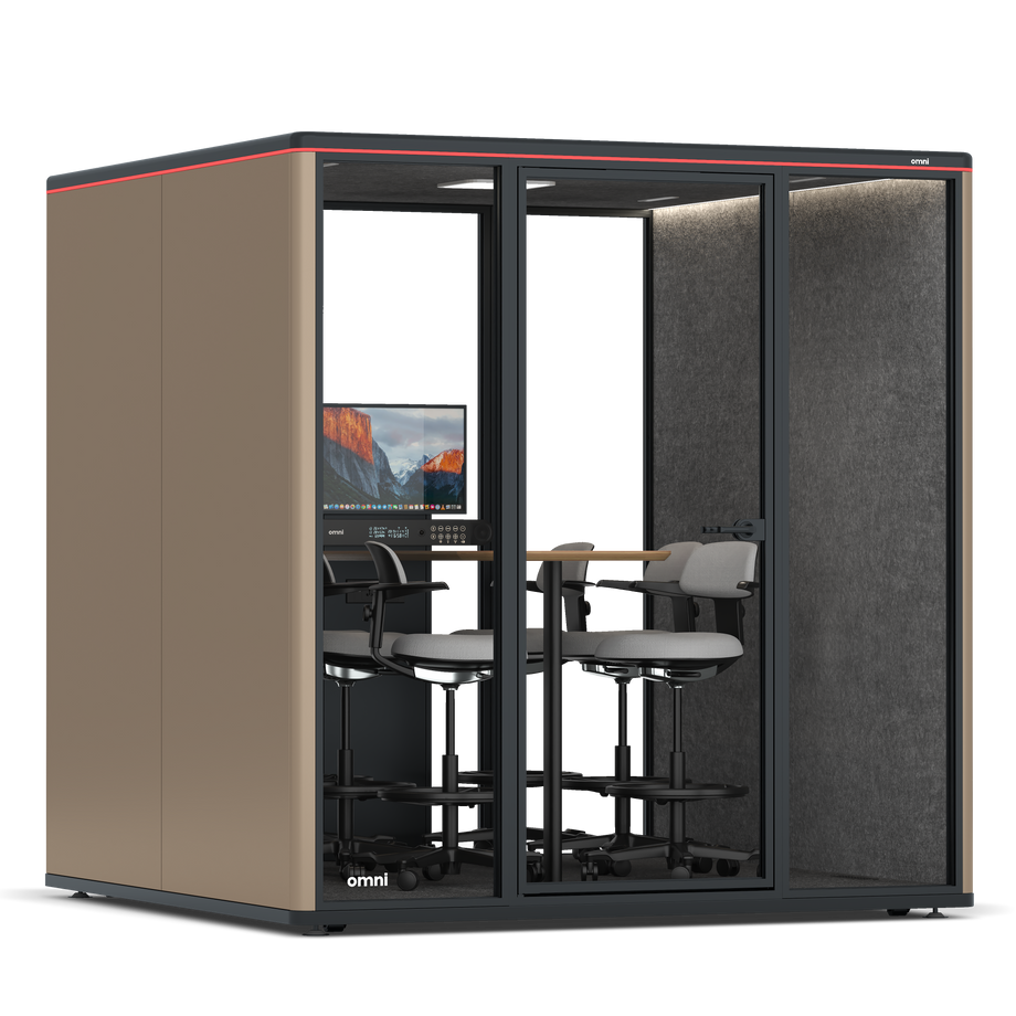 Omni Seis Mesa de Reunião de Balcão (+ Suporte para Monitor) / RAL Grey Beige / #615f5d