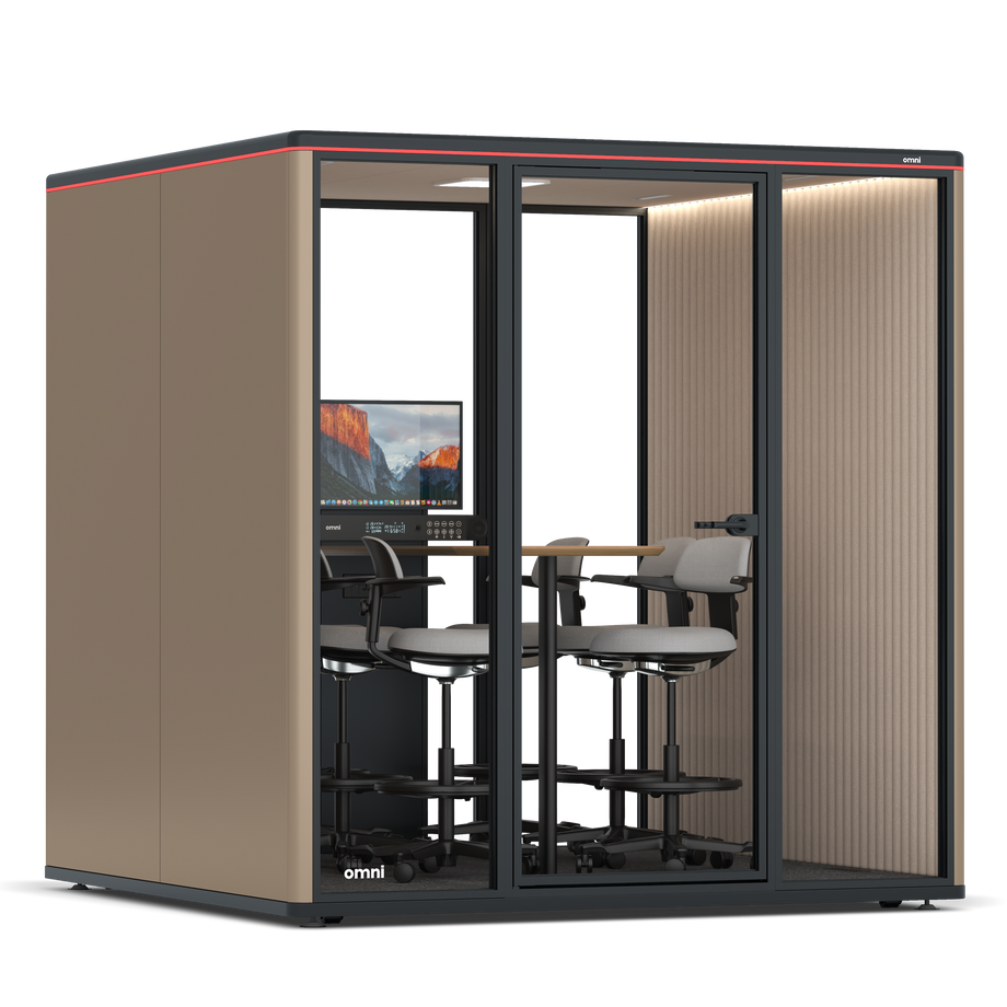 Omni Seis Mesa de Reunião de Balcão (+ Suporte para Monitor) / RAL Grey Beige / #a18e7e