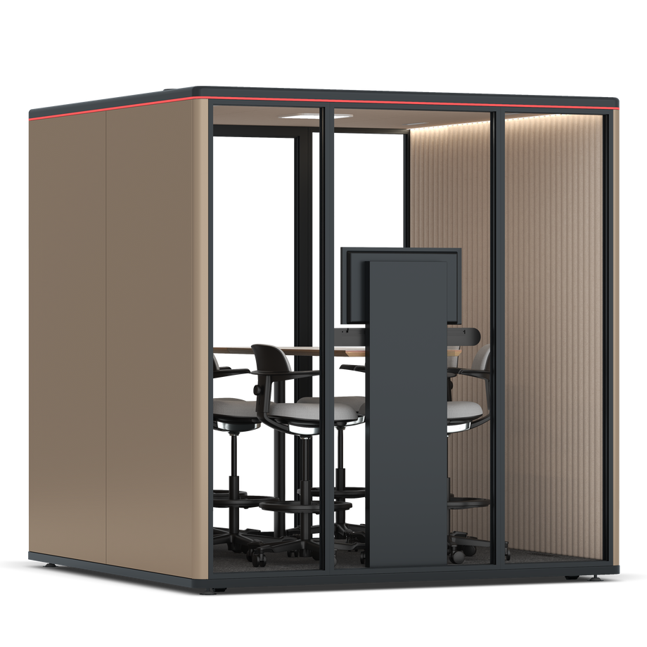 Omni Seis Mesa de Reunião de Balcão (+ Suporte para Monitor) / RAL Grey Beige / #a18e7e