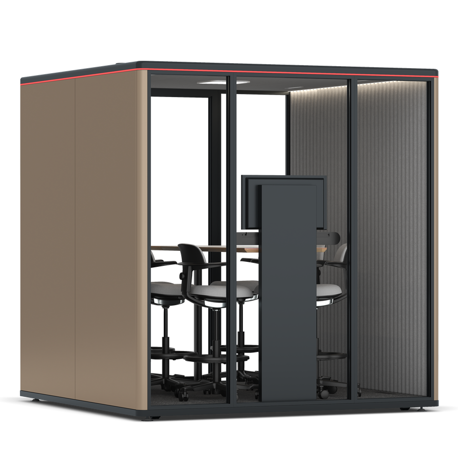 Omni Seis Mesa de Reunião de Balcão (+ Suporte para Monitor) / RAL Grey Beige / #6d6c69