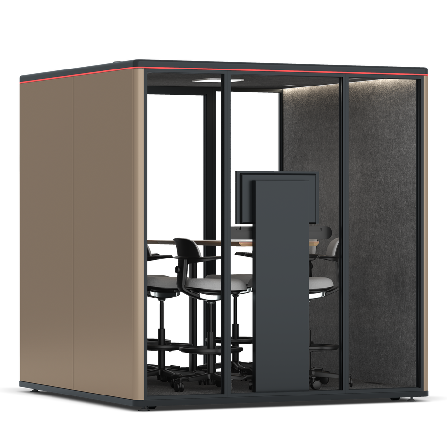 Omni Seis Mesa de Reunião de Balcão (+ Suporte para Monitor) / RAL Grey Beige / #615f5d