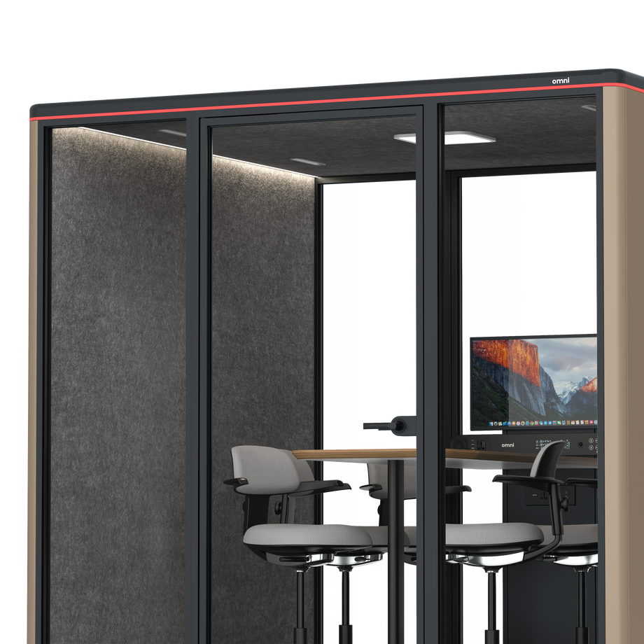 Omni Seis Mesa de Reunião de Balcão (+ Suporte para Monitor) / RAL Grey Beige / #615f5d