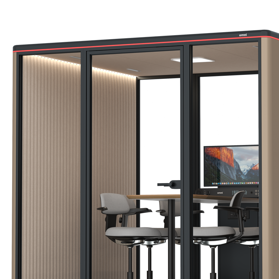 Omni Seis Mesa de Reunião de Balcão (+ Suporte para Monitor) / RAL Grey Beige / #a18e7e