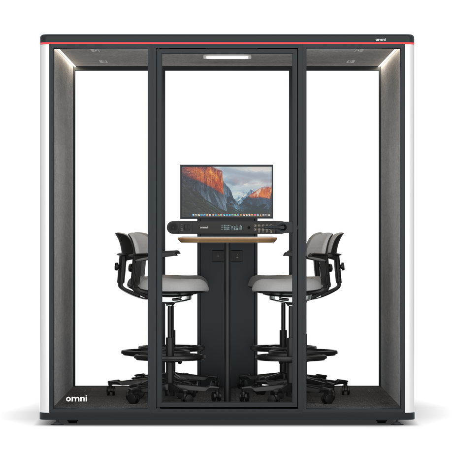 Omni Seis Mesa de Reunião de Balcão (+ Suporte para Monitor) / WhiteRAL Pure White / #a49f98
