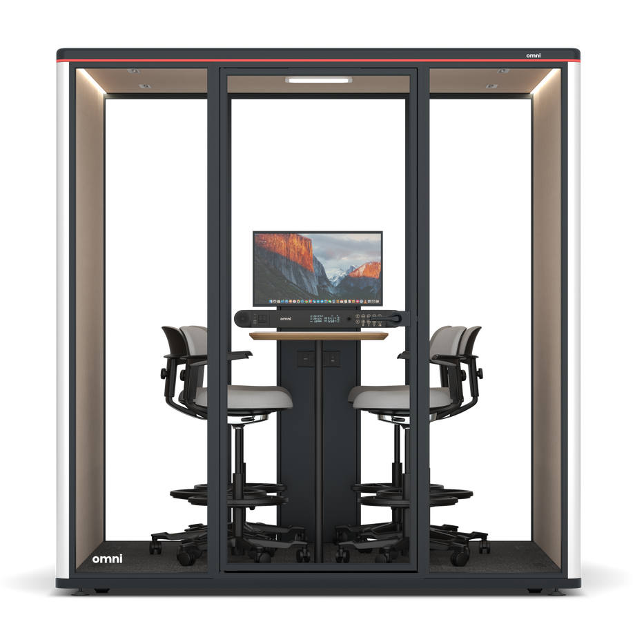 Omni Seis Mesa de Reunião de Balcão (+ Suporte para Monitor) / WhiteRAL Pure White / #a18e7e