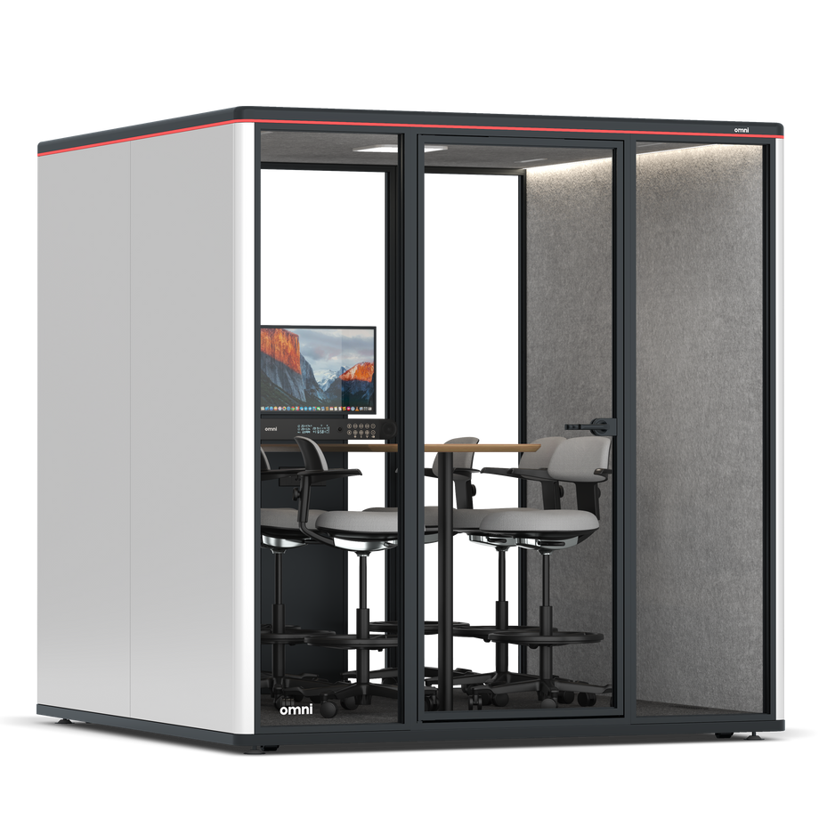 Omni Seis Mesa de Reunião de Balcão (+ Suporte para Monitor) / WhiteRAL Pure White / #a49f98