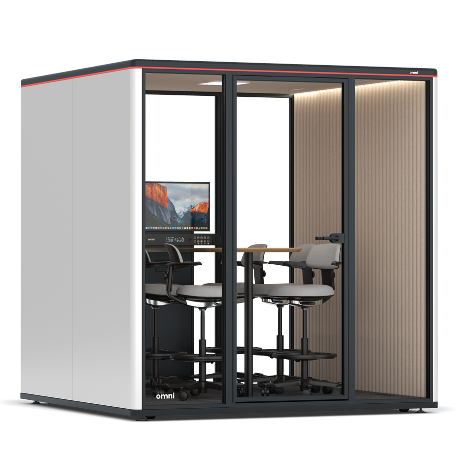 Omni Seis Mesa de Reunião de Balcão (+ Suporte para Monitor) / WhiteRAL Pure White / #a18e7e