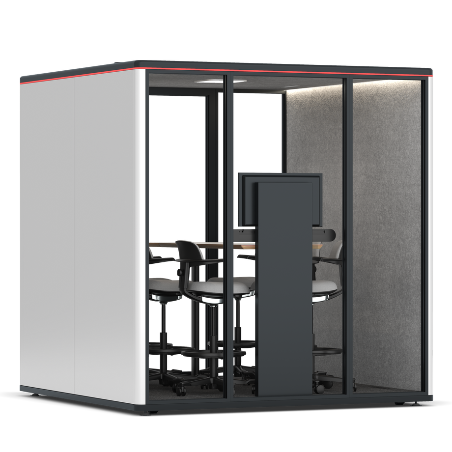 Omni Seis Mesa de Reunião de Balcão (+ Suporte para Monitor) / WhiteRAL Pure White / #a49f98