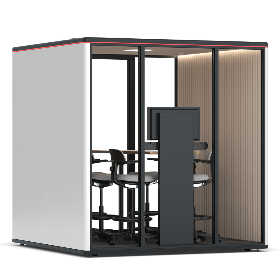 Omni Seis Mesa de Reunião de Balcão (+ Suporte para Monitor) / WhiteRAL Pure White / #a18e7e