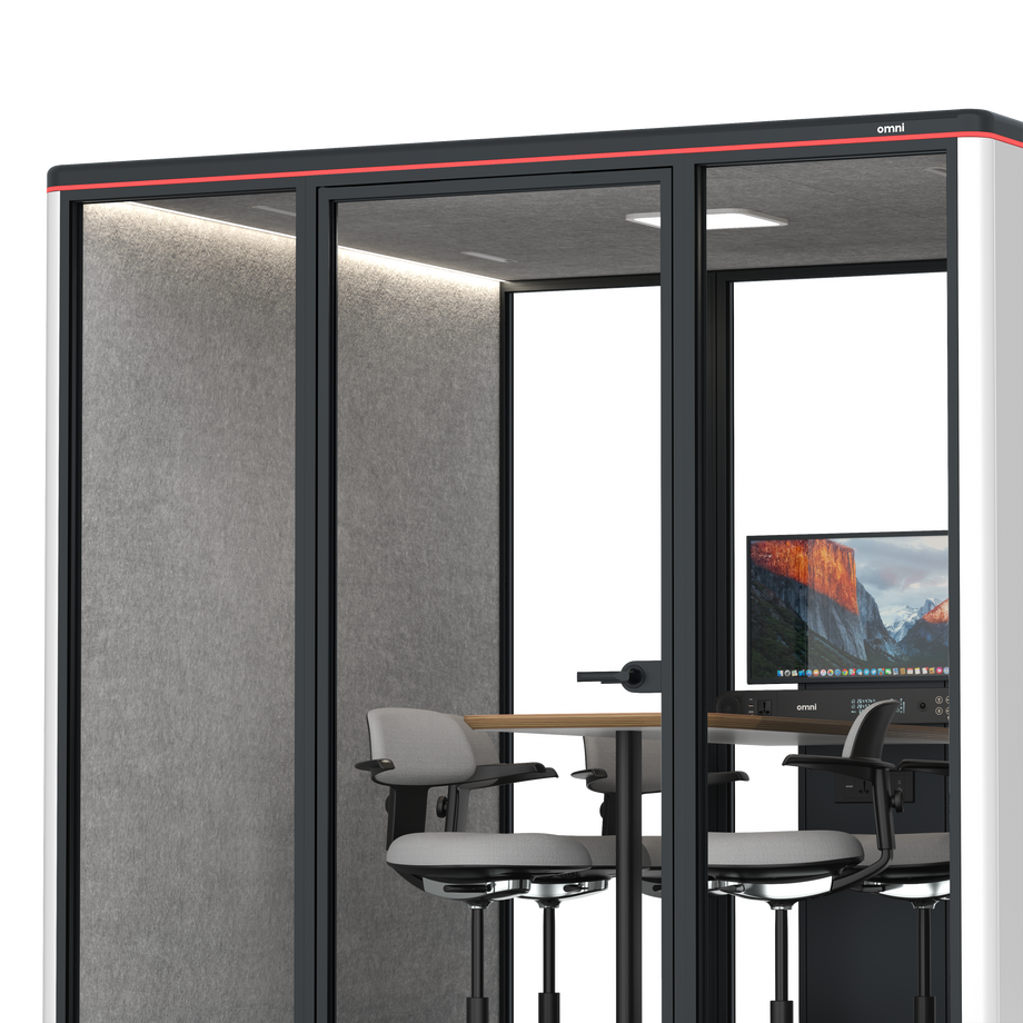 Omni Seis Mesa de Reunião de Balcão (+ Suporte para Monitor) / WhiteRAL Pure White / #a49f98