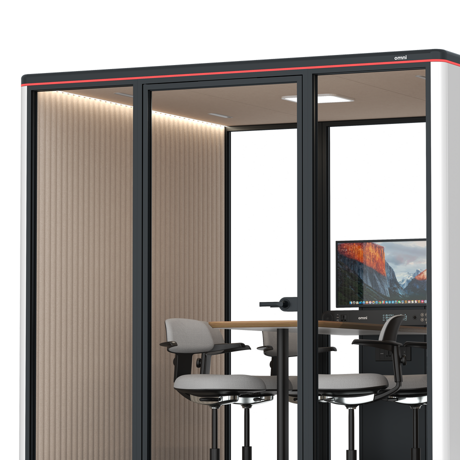 Omni Seis Mesa de Reunião de Balcão (+ Suporte para Monitor) / WhiteRAL Pure White / #a18e7e
