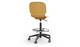 Aarhus Swivel Counter Stool by Quell Design in ginger positioned around a modern kitchen island with wooden countertops and pendant lighting. Featuring a smooth moulded polypropylene seat, adjustable gas-lift height, 360-degree swivel, integrated footrest ring, and sturdy five-star base, this Scandinavian-inspired stool blends ergonomic comfort with minimalist contemporary style for residential and commercial interiors.