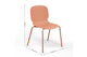 A coral chair with dimensions indicated on a white background. The dimensions are width 560mm, depth 510mm, and height 820mm.