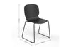 A black Aarhus Bistro Glide Stackable with dimensions indicated on a black background. The dimensions are width 570mm, depth 520mm, and height 830mm.