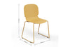 A ginger Aarhus Bistro Glide Stackable with dimensions indicated on a black background. The dimensions are width 570mm, depth 520mm, and height 830mm.