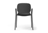Aarhus Bistro Arm Chair by Quell Design – a modern Scandinavian-style chair in black with an ergonomic moulded polypropylene seat and integrated curved armrests. Supported by slim black powder-coated steel legs, this elegant and durable chair is ideal for collaborative offices, cafés, and contemporary dining spaces, blending comfort, functionality, and minimalist design.