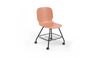 Aarhus Eiffel Chair V2 by Quell Design — a task/education chair in coral with a contoured moulded polypropylene seat, smooth-rolling four-wheel base and metal mesh storage under the seat. Designed for classrooms or offices, it offers ergonomic support, mobility and organised practicality for learning and working environments.
