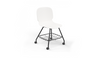 Aarhus Eiffel Chair V2 by Quell Design — a task/education chair in classic white with a contoured moulded polypropylene seat, smooth-rolling four-wheel base and metal mesh storage under the seat. Designed for classrooms or offices, it offers ergonomic support, mobility and organised practicality for learning and working environments.