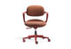 Kubo Contemporary Desk Chair in coral red shown on a white background, featuring a fabric-upholstered back and seat with moulded foam, a height-adjustable gas-lift mechanism and a durable nylon base with PU castors for smooth mobility in modern workspaces.