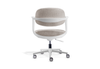 Kubo Contemporary Desk Chair in beige shown on a white background, featuring a fabric-upholstered back and seat with moulded foam, a height-adjustable gas-lift mechanism and a durable nylon base with PU castors for smooth mobility in modern workspaces.