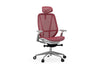 The Billy Office Chair is an ergonomic mesh office task chair featuring an adjustable headrest, adjustable armrests and a contoured supportive backrest for improved posture and comfort. It includes breathable high-tension mesh upholstery for enhanced airflow and a seamless chrome cast aluminium five-star base with smooth-rolling castors , shown on a white background.