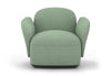 Byorne Armchair upholstered in premium fabric, available in dusty teal, dark grey and pebble grey, featuring generous proportions for lasting comfort and a refined, modern silhouette. Built with a welded steel internal frame and moulded foam cushioning for durability and support, it is finished with injection moulded nylon legs and designed to integrate seamlessly into flexible modular seating layouts.