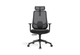 Aarhus Mesh High-Back Office Chair in black shown on a white background, featuring a breathable mesh backrest with built-in lumbar support, height-adjustable headrest, moulded-foam fabric seat with seat-slide function, and 3D adjustable armrests with PU pads. Designed for ergonomic workplace comfort, the chair includes a multi-locking synchro mechanism, smooth gas-lift height adjustment and a durable nylon base with black PU castors for reliable mobility in modern office settings.