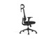 Aarhus Mesh High-Back Office Chair in black shown on a white background, featuring a breathable mesh backrest with built-in lumbar support, height-adjustable headrest, moulded-foam fabric seat with seat-slide function, and 3D adjustable armrests with PU pads. Designed for ergonomic workplace comfort, the chair includes a multi-locking synchro mechanism, smooth gas-lift height adjustment and a durable nylon base with black PU castors for reliable mobility in modern office settings.