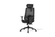 Aarhus Mesh High-Back Office Chair in black shown on a white background, featuring a breathable mesh backrest with built-in lumbar support, height-adjustable headrest, moulded-foam fabric seat with seat-slide function, and 3D adjustable armrests with PU pads. Designed for ergonomic workplace comfort, the chair includes a multi-locking synchro mechanism, smooth gas-lift height adjustment and a durable nylon base with black PU castors for reliable mobility in modern office settings.