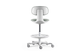 Toro Pivot Motion Barstool in grey/white shown on a white background, featuring a height-adjustable moulded-foam backrest upholstered in Gabriel Mozart fabric, a plastic seat shell with adjustable height and moulded-foam cushioning, and a Class-4 gas lift for smooth elevation. Designed for ergonomic comfort in modern workplaces, the barstool includes a sturdy nylon base, integrated foot ring and PU castors for stable, flexible mobility in contemporary bar-height and collaborative settings.
